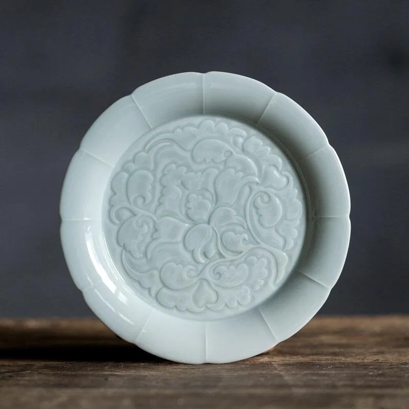 

Чаша с крышкой Jingdezhen-Porcelain, чайный сервиз Kung Fu, аксессуары для чайной церемонии, тиснение, декоративный поднос для фруктов