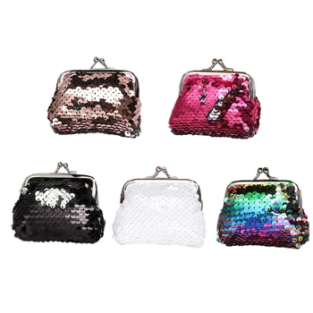 

Multifaction Fashion Sequins Mini Wallet Clutch Pouch Portable Women Sequins Coin Purses Handbags Card Holder Keys Earphone Bag