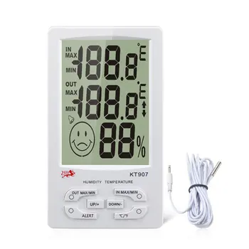 

Digital Large Screen Temperature Humidity Meter Indoor Outdoor Hygrometer Thermometer With 12/24 Hour Clock Daily Alarm