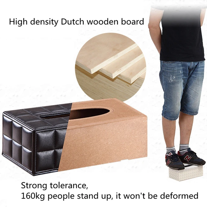 Ucrania Dutch wood Facial Tissue Holder Household Paper Towel Storage Box PU Leather Tissue Case Boxes For Home Office Car Tissue Box Tissue Dispenser Napkin Holder