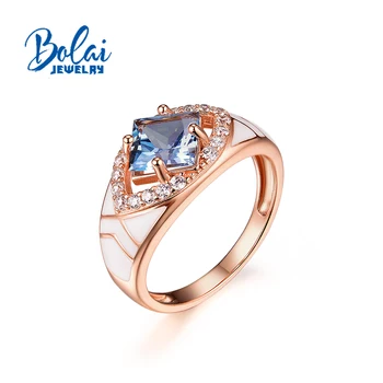 

Bolai jewelry,Created London blue topaz gemstone jewelry set ring earring 925 sterling silver for women wife best gift