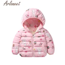 ARLONEET/детское хлопковое пальто; теплое зимнее плотное пальто для девочек; Верхняя одежда с капюшоном и принтом кролика; пальто Одежда для девочек