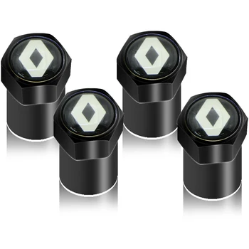 

4pcs Black Sliver Car Badge Wheel Tire Valve Cap Tyre Dust Cap For Renault Megane 2 3 Duster Logan Clio Laguna 2 Captur
