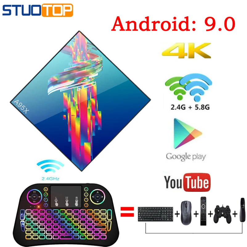 A95X R3 Смарт Android 9 0 ТВ Box Mini IPTV Set top RK3318 2 4G & 5G двойной WI FI 4 K 3 D ядра медиа плеер 2G 32г