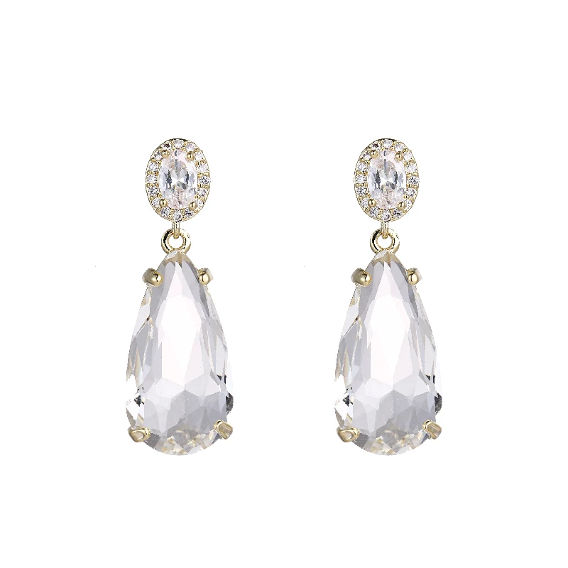Yhpup модный бренд Bling AAA кубический цирконий висячие серьги капли воды Кристалл роскошные свадебные украшения массивные серьги S925 - Окраска металла: White