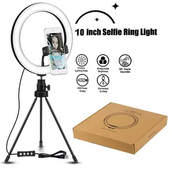 

LED Ring Light with table Tripod Stand Kit for Camera Phone Selfie Video Dimmable makeup video Live Stream studio Youtube