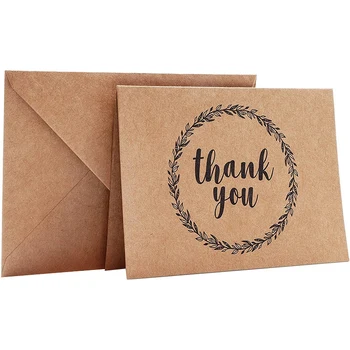 

Thank You Cards Notes with Envelopes, Blank Inside Kraft Brown Design, Perfect for Wedding, Business, Baby Shower 120Pcs