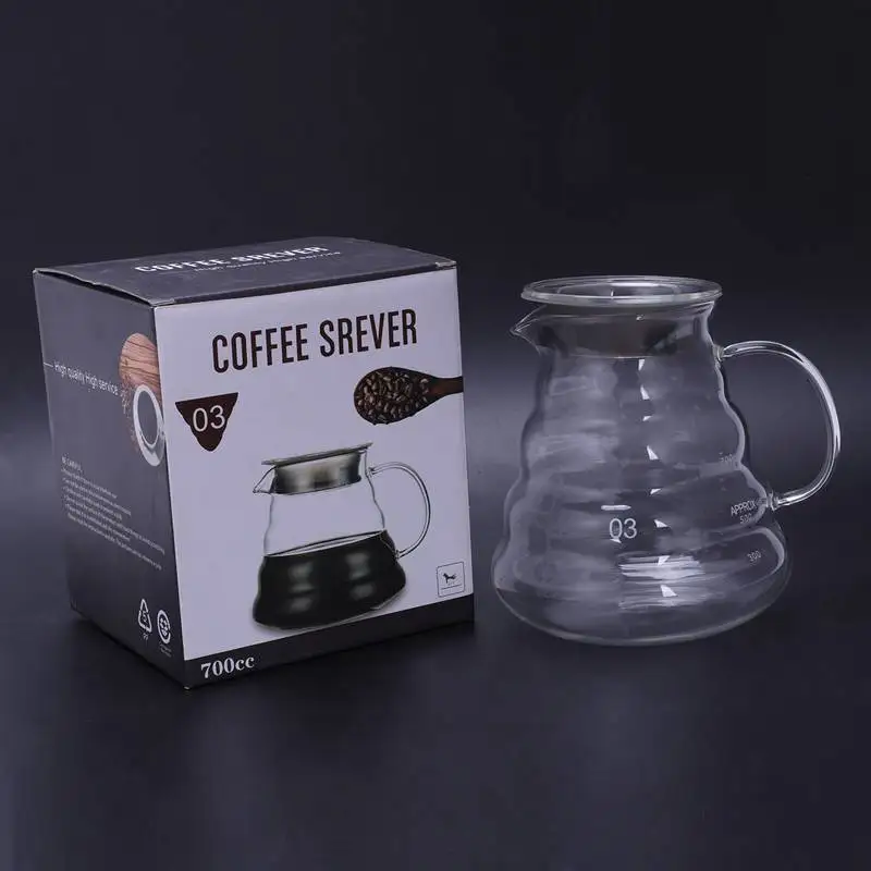 V60 залить над стеклянным диапазоном кофе сервер графин капельного кофе горшок Кофе чайник заварник бариста Перколятор прозрачный