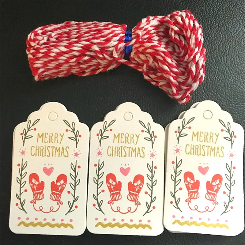 

50pcs/lot Merry Christmas DIY Unique Gift Tags JOY TO WORLD Tag Small Card Optional String DIY Craft Label Party Decor New Year