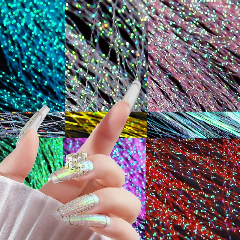 

Nail Art Decorations Fluorescent Silk Nail Decorations Fluorescent Filament Holographic Colorful Line Shining Nails Accessories