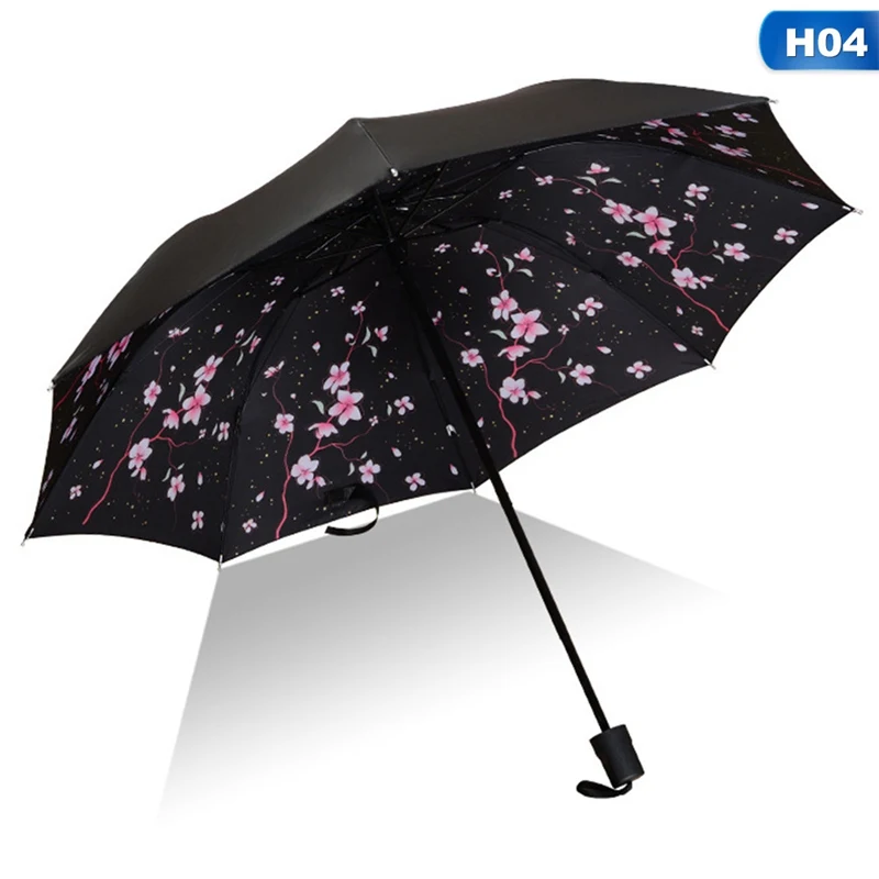 Men Women Sun Rain Umbrella UV Protection Windproof Folding Compact Outdoor Travel Umbrellas - Цвет: H04