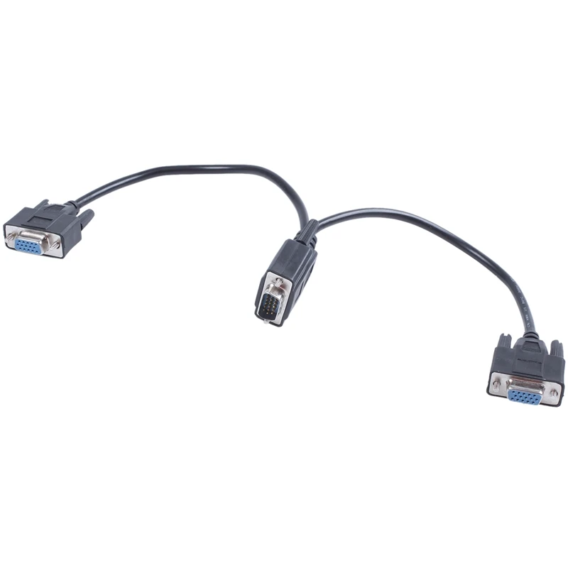 Горячая 3C-VGA 15 Pin Мужской 2 Женский Вилки компьютерный Соединительный кабель черный