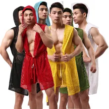 Мужские трусы, дышащий костюм для борьбы, сексуальная одежда для сна, банный халат, Мужская сценическая танцевальная клубная одежда, мужской жилет с шапкой