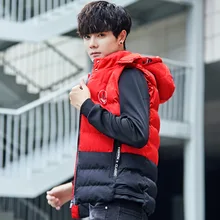 Осень и зима стиль мужчины Смешанные цвета толстый пуховик хлопок-ватник одежда жилет Slim Fit Повседневная хлопчатобумажная ватная одежда Wa