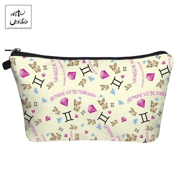 

Who Cares Women Cosmetic Bag Cartoons Travel Organizer Handmade 3D Printing Corgi Dog Small Makeup Bag Female