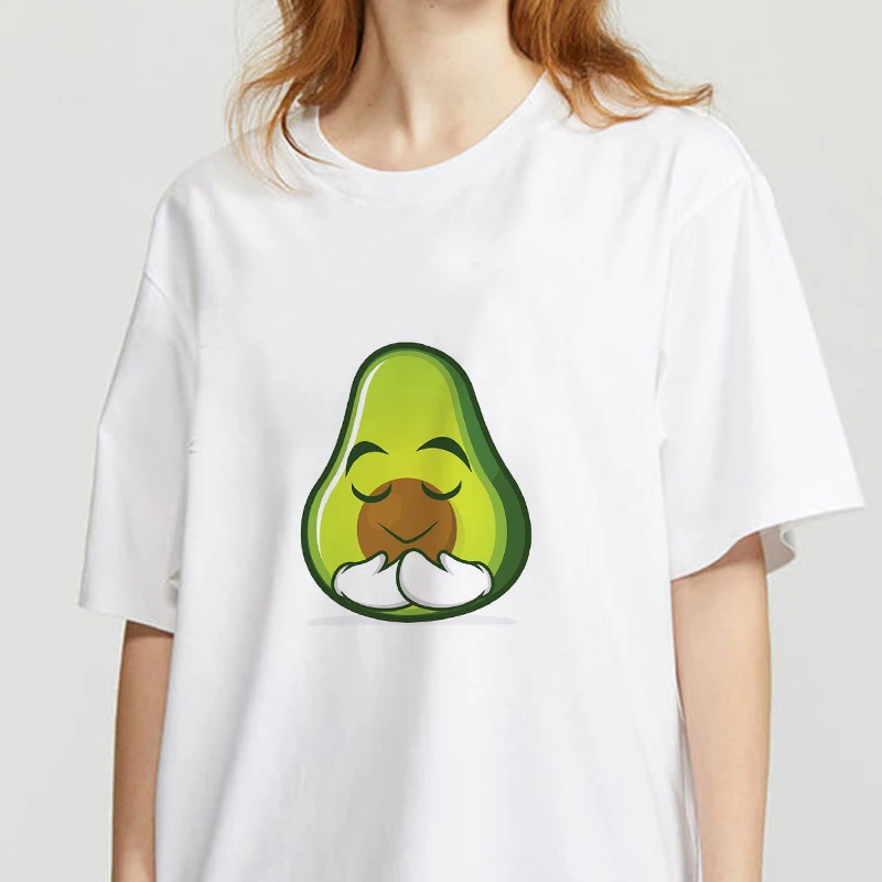 

Cute Avocado Printed Tshirts Funny Women Christmas Tshirt Fashion Round Neck Tops Summer Casual Tshirts Clothing Tops