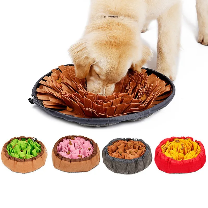 Pet Dog Toys Round Pet Sniffing Pad Washable Training Blanket Feeding Mat Dog Snuffle Bowl Leak Food Toys for Slowing Feeding