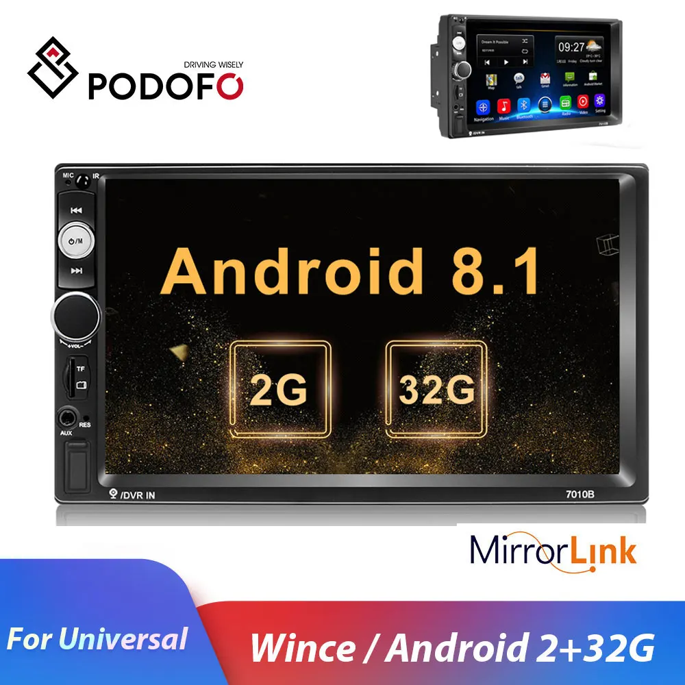 Pаспродажа Podofo 2din Автомагнитола Android Mirrorlink Bluetooth font b gps b font Wifi FM Автомобильный мультимедийный MP5 плеер для Volkswagen Nissan hyundai Авторадио