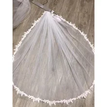 Veu de Noiva кружевная короткая свадебная вуаль с гребнем белого цвета и слоновой кости, однослойная фатиновая Фата для невесты, свадебные аксессуары, вуаль для свадьбы