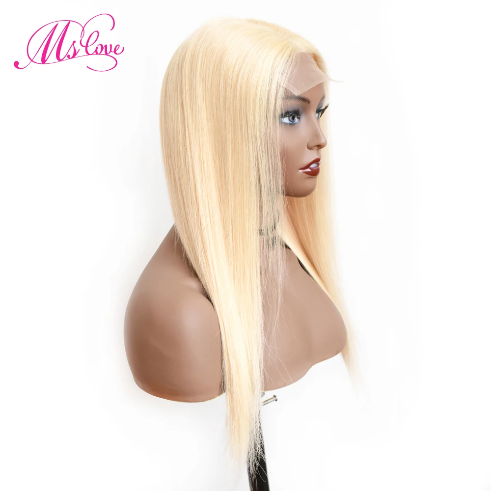 613 парик из кружева блонд 4X4 синтетическое Закрытие человеческих волос парики прямые бразильские парики для женщин прозрачное кружево 130% не Реми