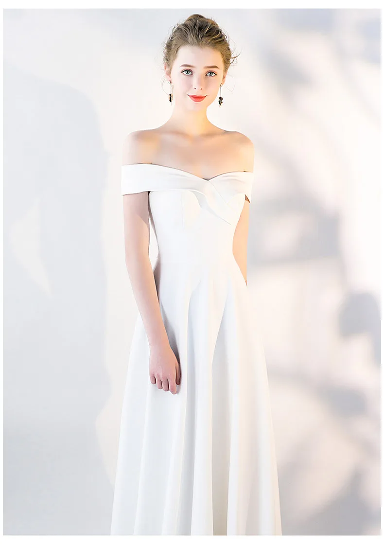 Женское длинное атласное платье с открытыми плечами, Сексуальные вечерние платья, Плиссированное Платье трапециевидного силуэта черного, синего, белого цвета, модные элегантные вечерние платья макси