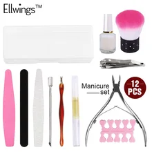 Ellwings Профессиональный 12 шт./лот щетка для очистки ногтей файлы буферная шлифовка ногтей УФ Гель-лак для маникюра Набор инструментов