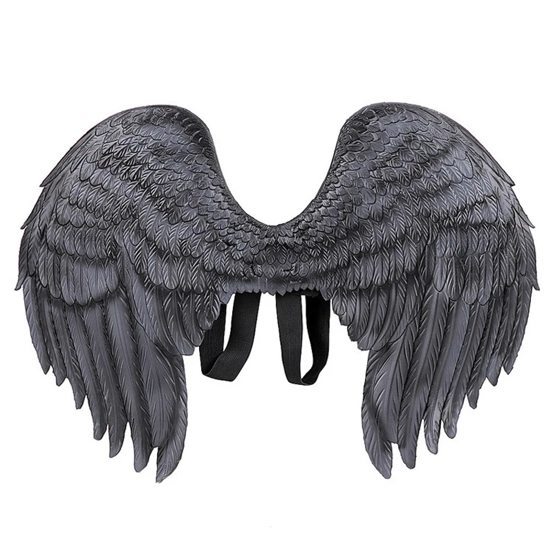 

HaleyChan Halloween Carnival Mardi Gras Stage Performance Props Adult Female Black and White Angel Wings Cosplay Angel Wings
