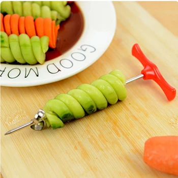 

50pcs hot sale High-quality Rotating Machine Manual Magic Roller Spiral Slicer Radish Potato Spiral Cutter kitchen tools