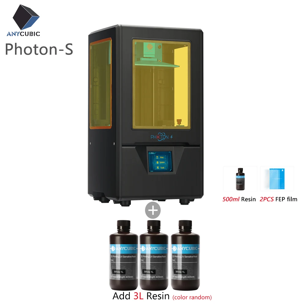Black PS add 3L Anycubic Photon S 3d принтер Photon-S 2 цвета УФ принтер SLA/lcd Высокая точность двойной оси Z 3d drucker Imprimante impresora 3d - Цвет: Black PS add 3L