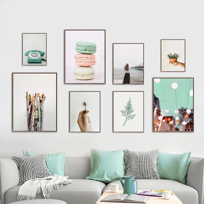 Teal Macaron Nordic Posters and Prints Dorm Decor Gallery Wall Art Canvas Painting Summer Decoration Pictures Home Room | Дом и сад