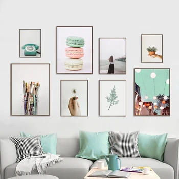 

Teal Macaron Nordic Posters and Prints Dorm Decor Gallery Wall Art Canvas Painting Summer Decoration Pictures Home Room Decor