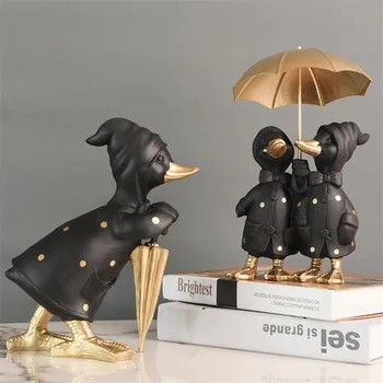 

[HHT] Nordic Light Luxury Hold Umbrella Little Black Duck Home Decoration TV Cabinet Wine Cabinet Porch Resin Crafts Furnishings
