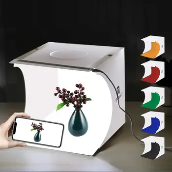 

Mini 8'' Portable Folding USB 2 LED Studio Softbox Light Tent Light box w/ 6 Color Backgrounds for Smartphone Camera DSLR Photo