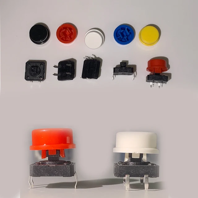 Juego de botones táctiles momentáneos, Kit surtido de microinterruptores  para Arduino, Raspberry Pi3, 12x12x7,3 MM, 5 colores, 10 unidades -  AliExpress