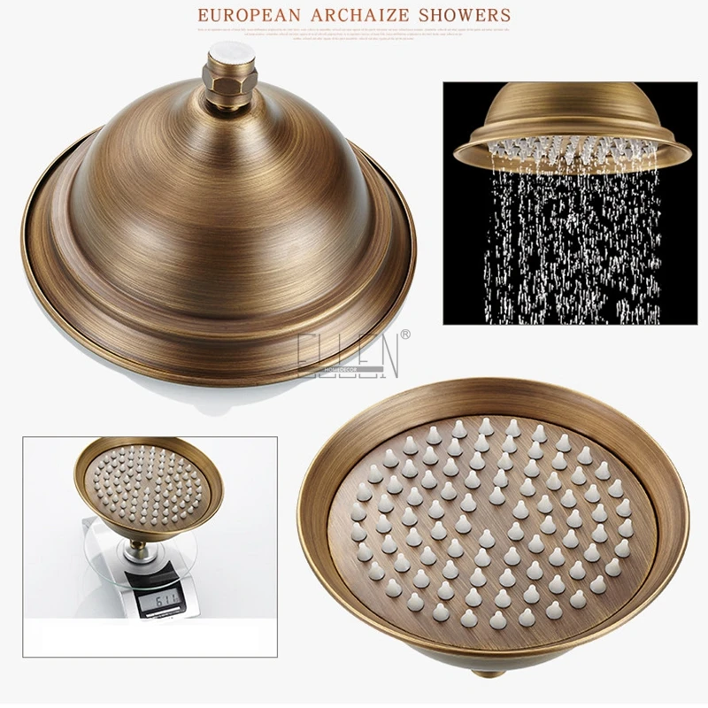 Vidric Classic Luxury Rainfall Shower Set Antique Bronze Bath Faucets with Shower Head Hand Shower Copper Wall Mounted Mixer Tap