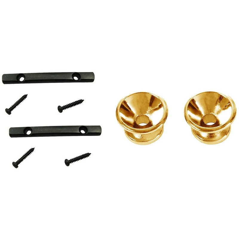 2 Pcs Electric Guitar Strap Button Screw Lock Pins Pegs Pads with 2 Pcs