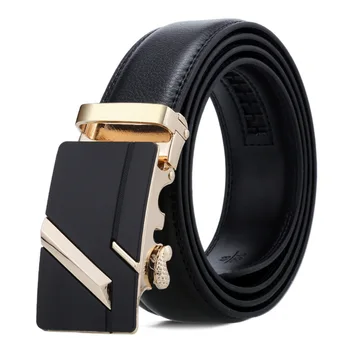 

Top quality classical style fashion men black color genuine leather men belts Automatic Buckle Designer men belt 200810-09