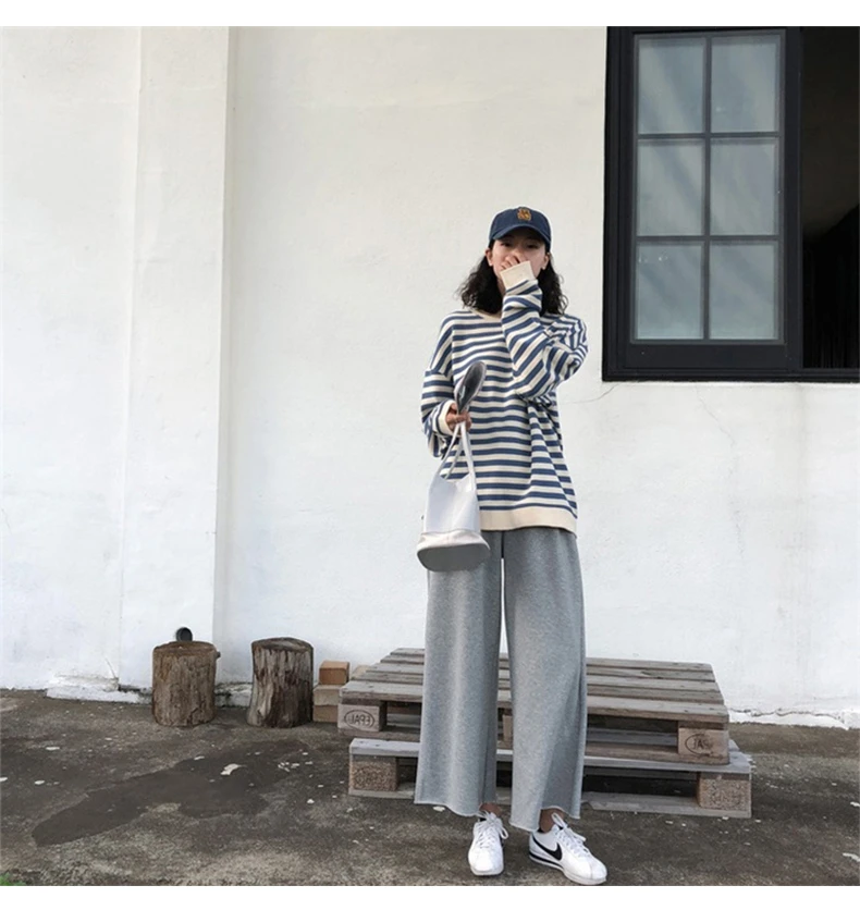 blue and white striped sweatshirt