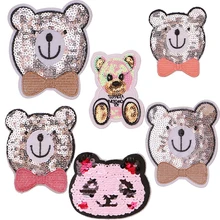 1 шт. милый медведь Аватар мультфильм блесток значок железные нашивки для одежды DIY полосатая одежда Лоскутные наклейки пользовательские значки