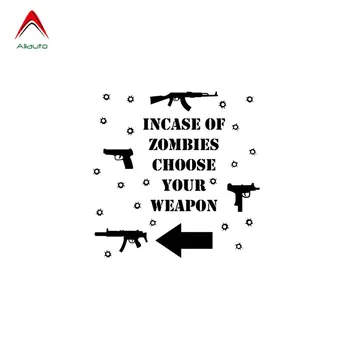 

Aliauto Funny Warning Car Sticker In Case of Zombies Choose Your Weapon Arrow Vinyl Waterproof Decal Black/Silver,20cm*19cm