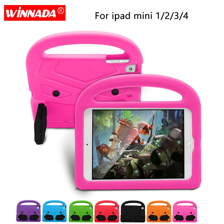 

For ipad mini 4 Case Kids cute Tablet Protecter cover shock proof EVA foam Hand-held Stand Cover for Apple ipad mini 2 /mini 3