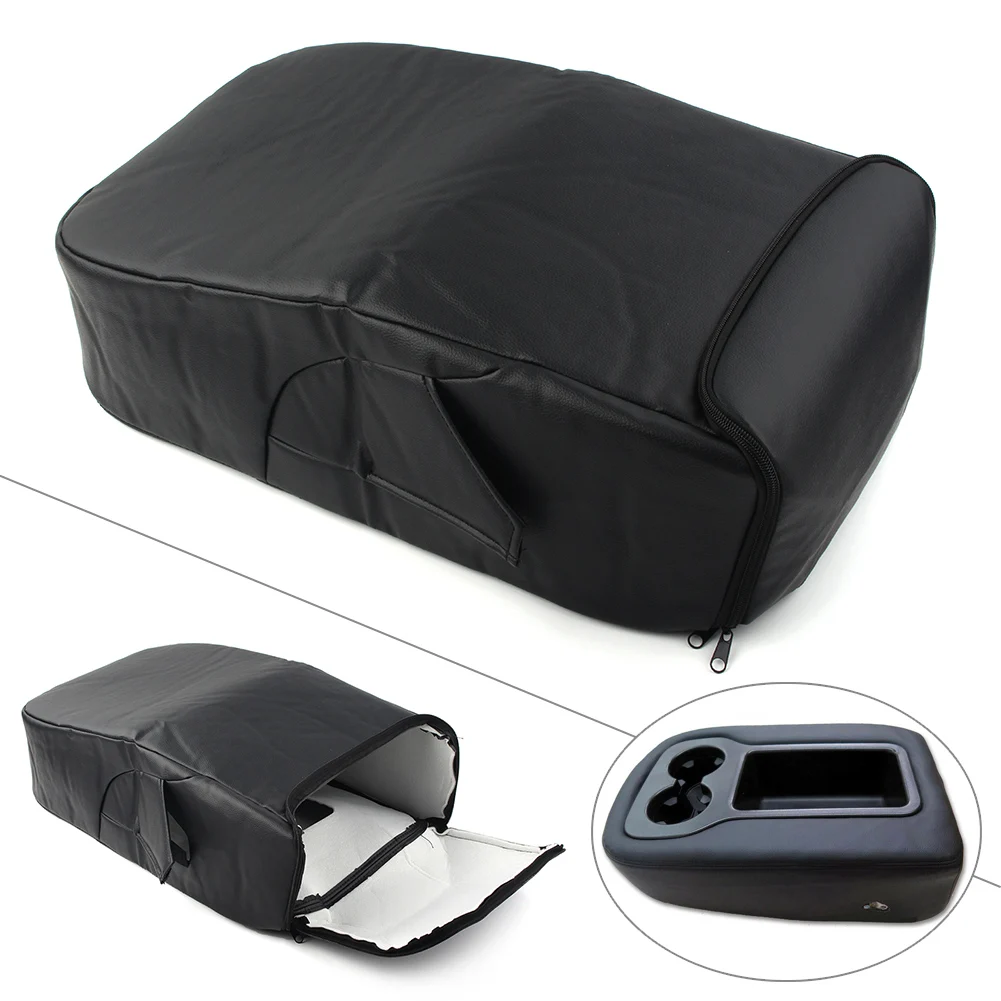 

Black Leather Armrest Center Console Lid Cover For Silverado Tahoe Suburban Yukon Sierra 2007-2010 2011 2012 2013 Jump Seat