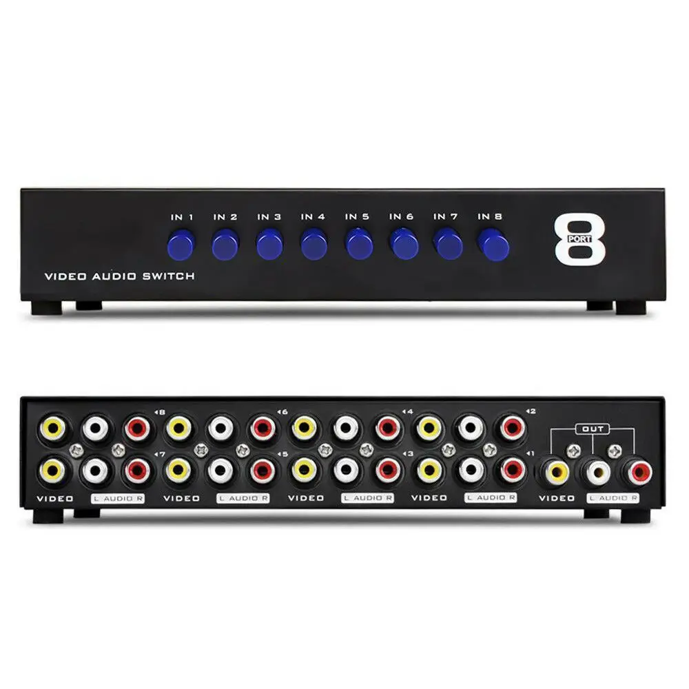 

AV Switch Box Composite Selector 8 Port RCA Audio Video 8 In 1 Out To TV