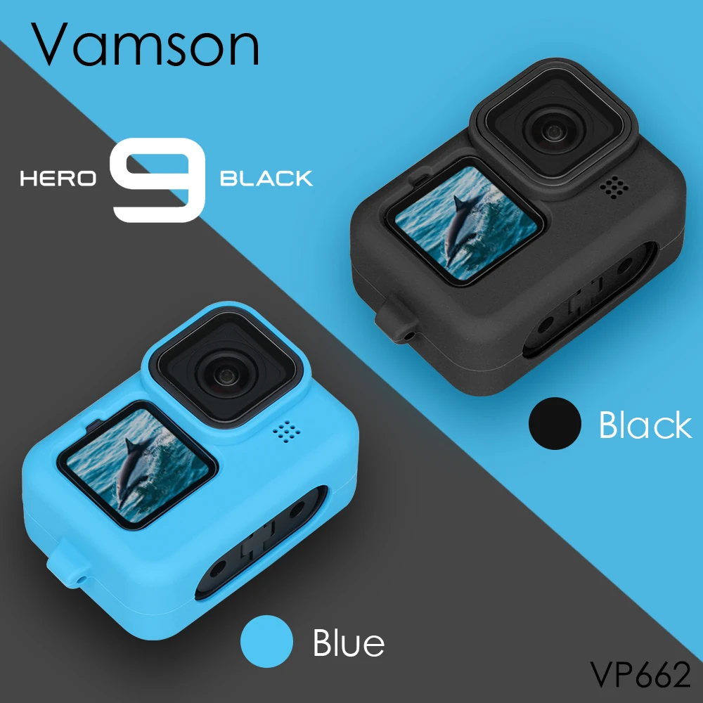 Funda de silicona blanda para Gopro Hero 9, carcasa protectora completa, VP662 accesorio de cámara, color negro