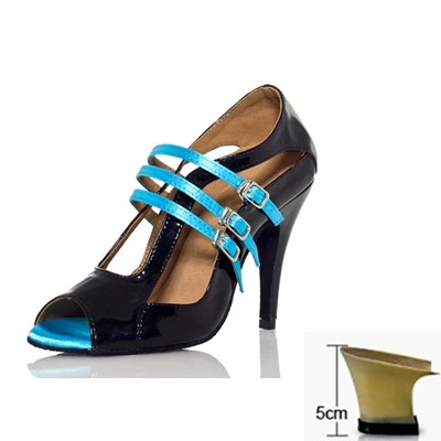 blue 5cm heel Профессиональная модная женская обувь для бальных танцев, латинских танцев, синяя леопардовая обувь для сальсы, танго, танцевальная обувь на каблуках - Цвет: blue 5cm heel