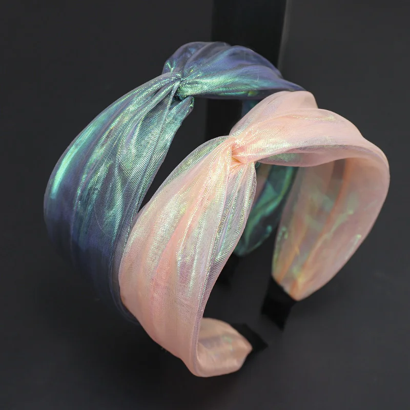 Hotsale Laser Organza Hair Band Hair Accessories Ladies Twisted