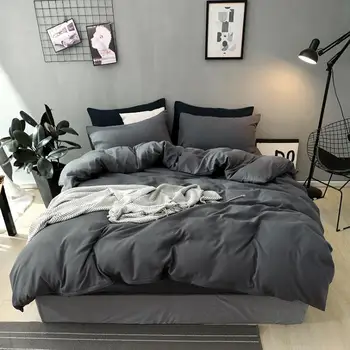 

Bedding Set Bedspread Duvet Cover Sets Muji Style Gray Comforter Home Decor Washed Cashmere Four Piece Set Muji Style