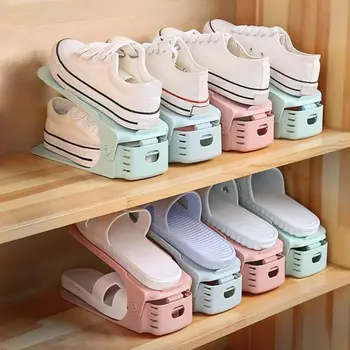 

10pcs Durable Adjustable Shoe Organizer Footwear Support Slot Space Saving Cabinet Closet Stand Shoes Storage Rack Shoeboxes