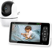 Monitor de bebé de 5,0 pulgadas con cámara, cámara de vídeo inalámbrica, niñera, 720P, HD, visión nocturna de seguridad, temperatura, sueño, Audio bidireccional