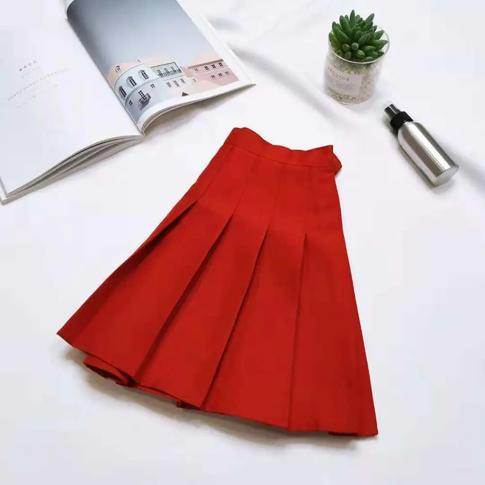 Женская юбка дикая однотонная плиссированная мини яркая повседневная Красивая Белая простая Сексуальная Женская Летняя короткая юбка форма А4 - Цвет: Red